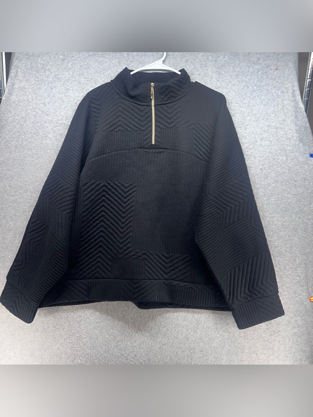 Sharagano Black Quilted Chevron Half-Zip Pullover